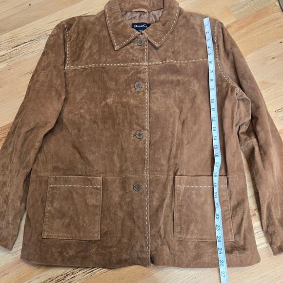 New Denim & Co Brown Leather Button Down Jacket Coat Western - Picture 3 of 8
